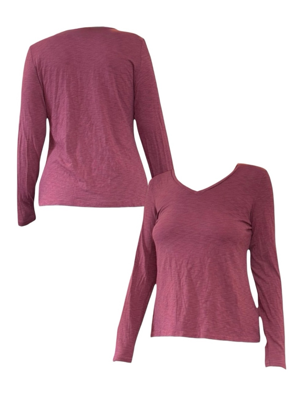 Max Studio Long Sleeve V-Neck Top in Wine